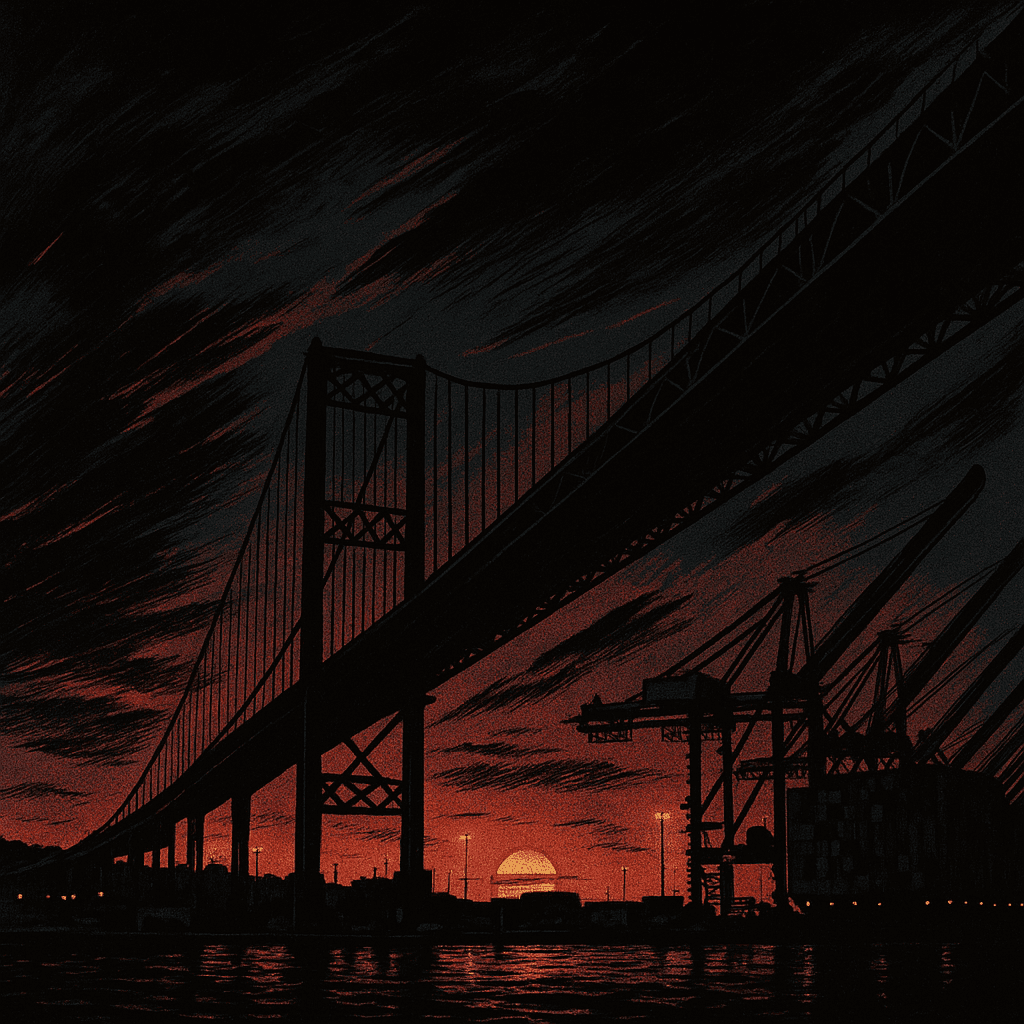 Vincent Thomas Bridge - Silhouette against a dramatic sunset