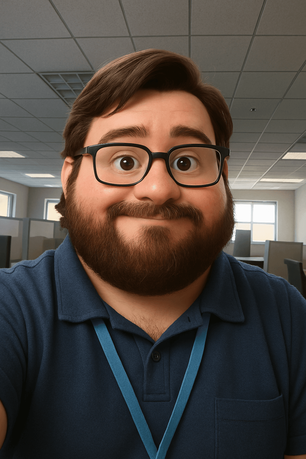 Self portrait in Pixar animation style