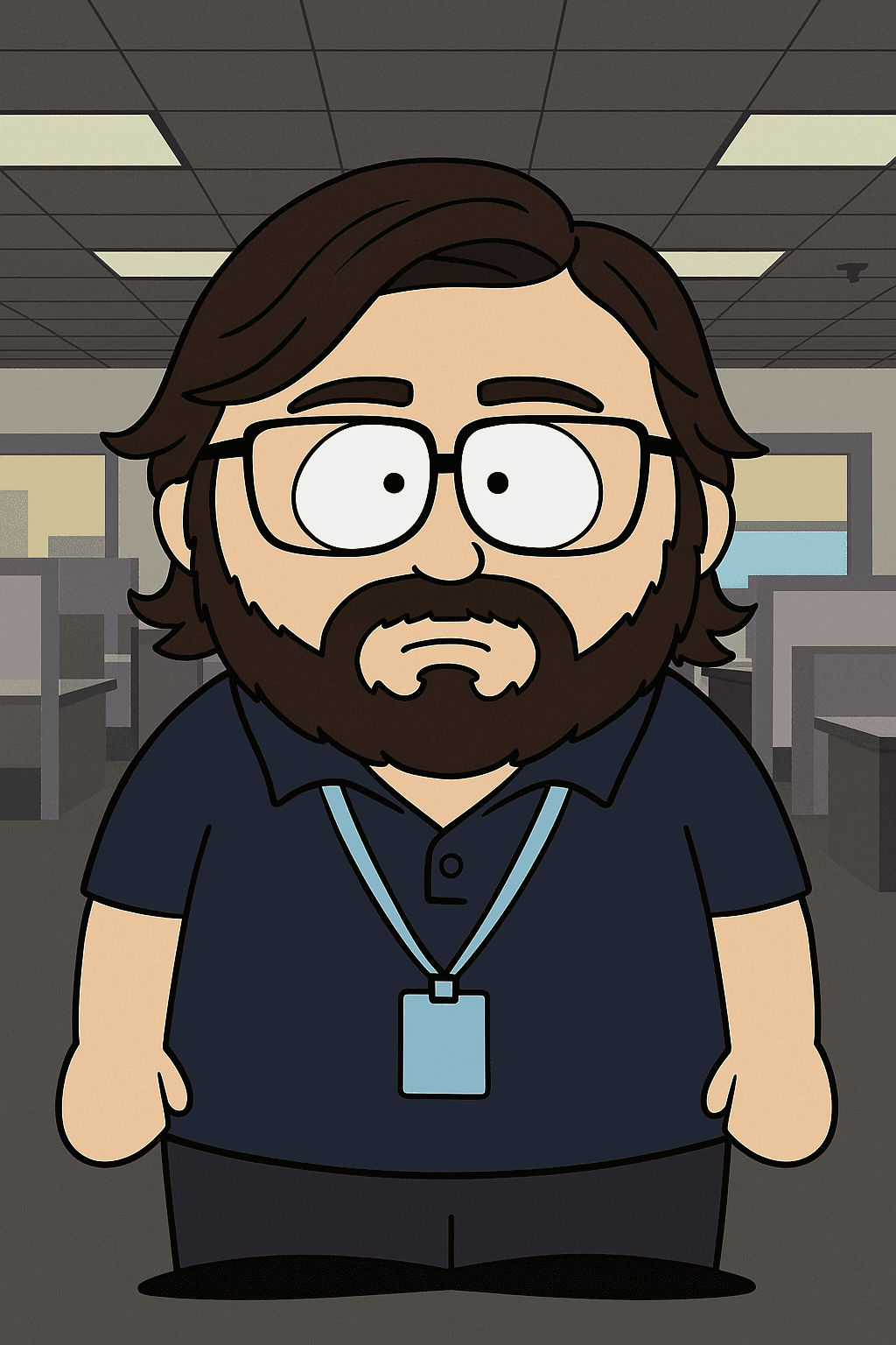 Self portrait in South Park animation style
